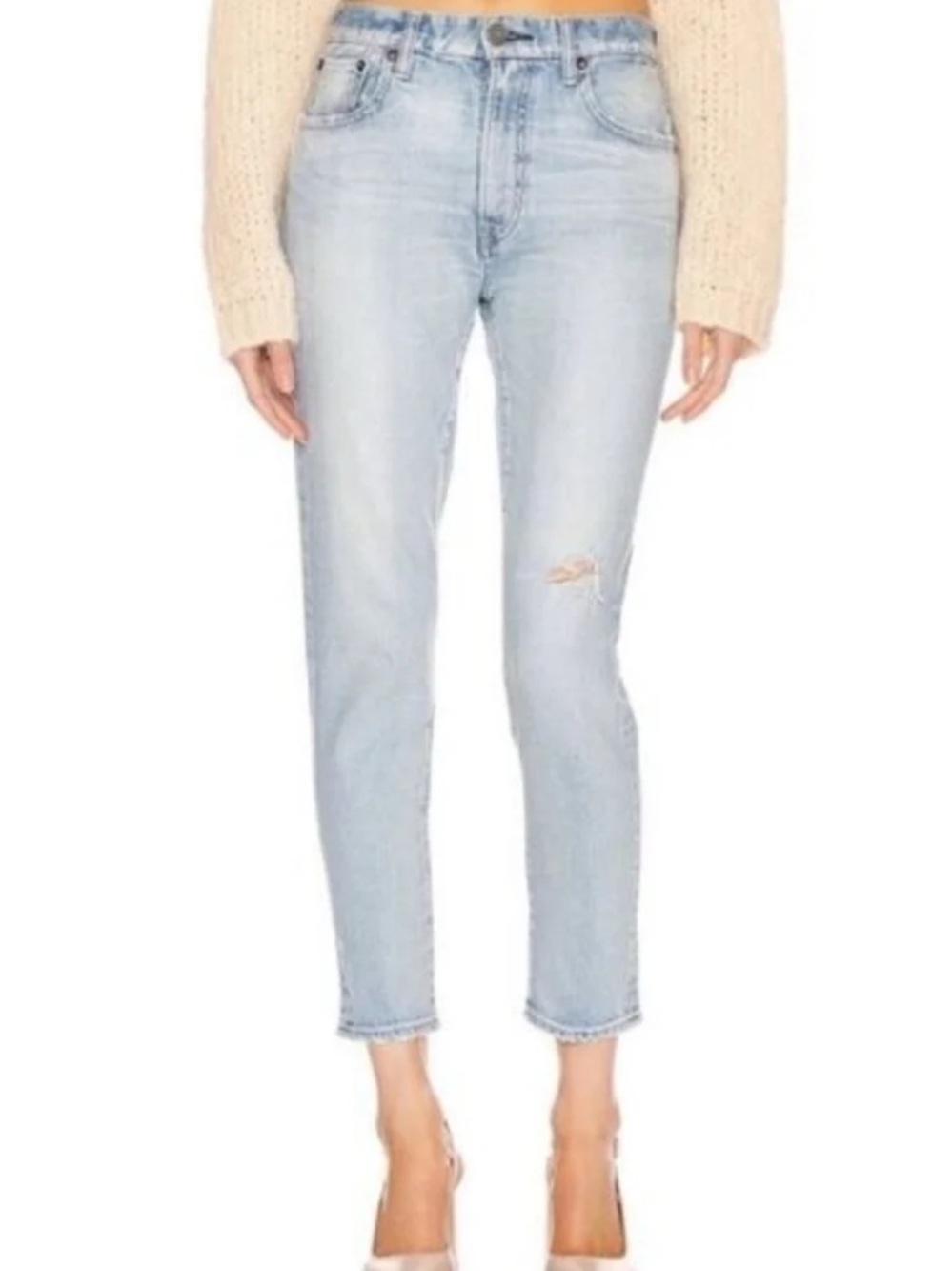 Moussy Hillrose Light Blue Cropped Straight Jeans